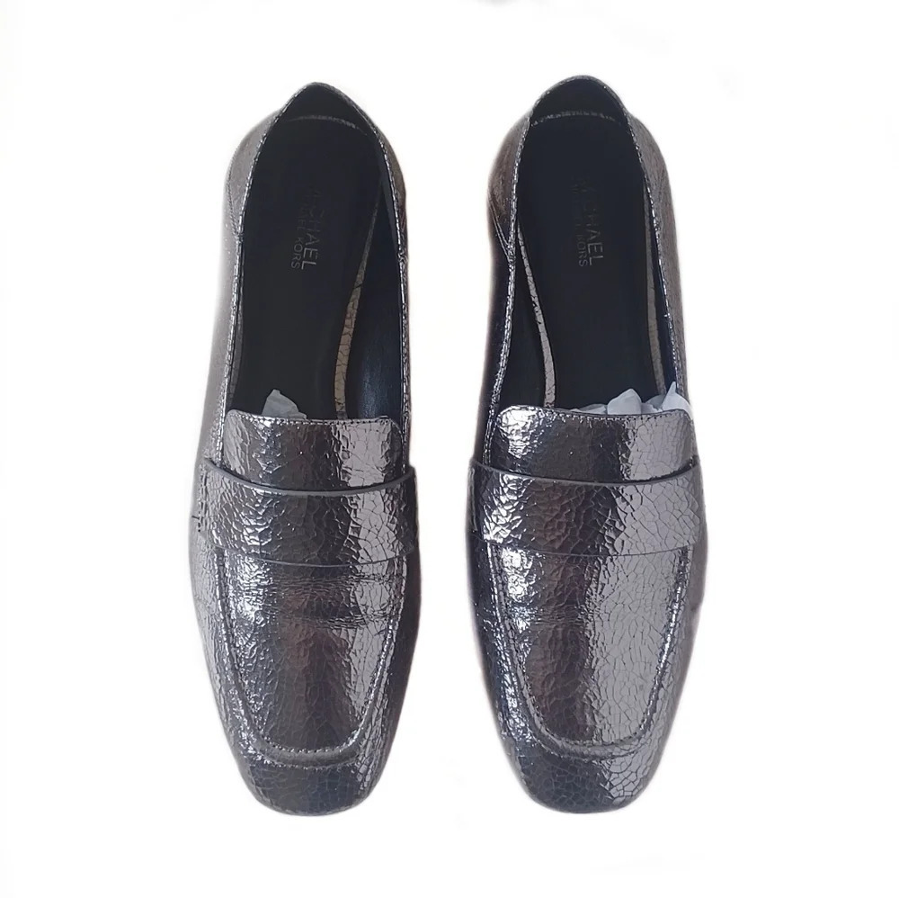 MICHAEL KORS Crackle Metallic Leather Loafer Cyberpunk Y2K Maximalist